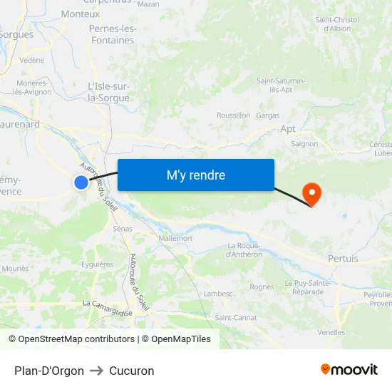Plan-D'Orgon to Cucuron map