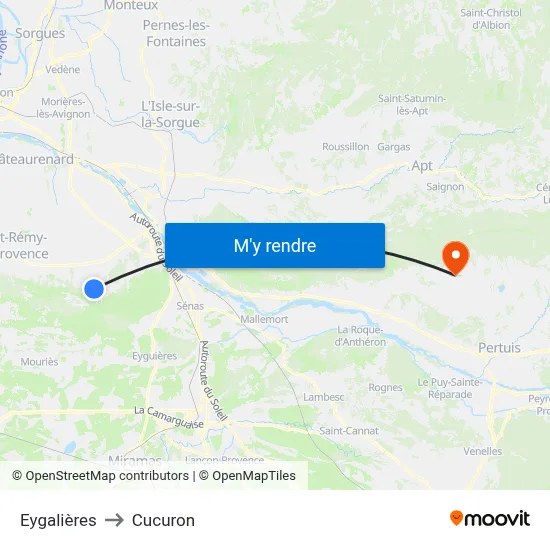 Eygalières to Cucuron map