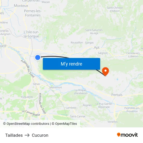 Taillades to Cucuron map
