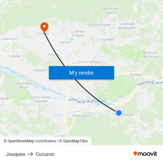 Jouques to Cucuron map
