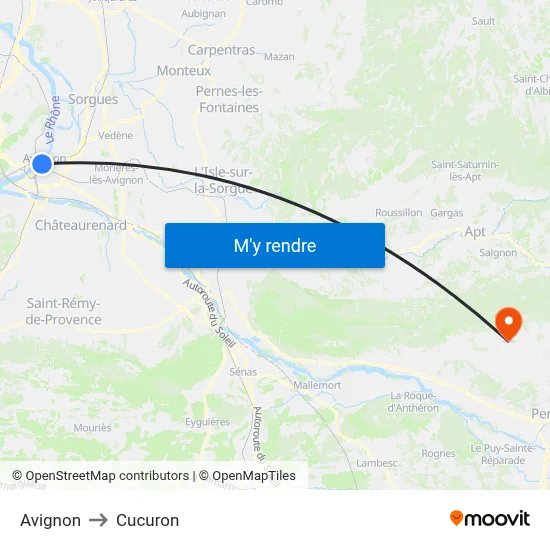 Avignon to Cucuron map