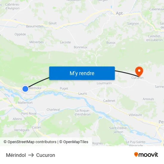 Mérindol to Cucuron map