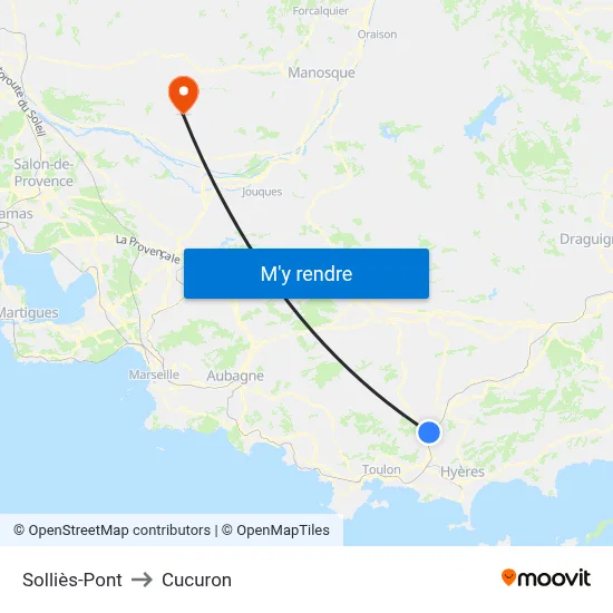 Solliès-Pont to Cucuron map