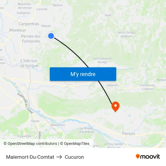 Malemort-Du-Comtat to Cucuron map