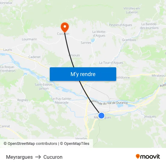 Meyrargues to Cucuron map