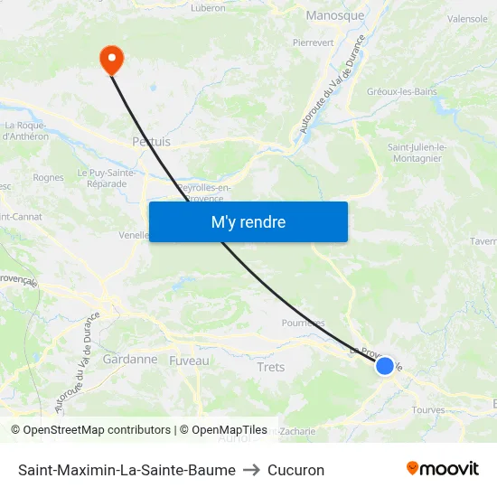 Saint-Maximin-La-Sainte-Baume to Cucuron map