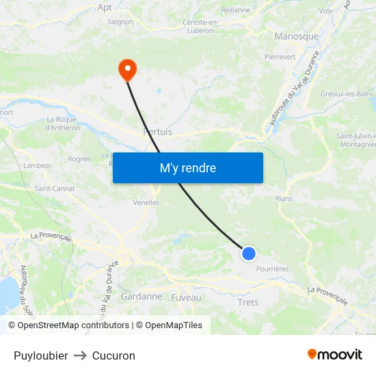 Puyloubier to Cucuron map