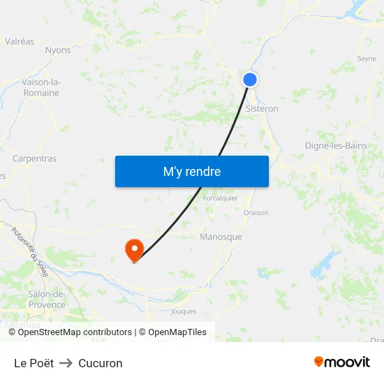 Le Poët to Cucuron map