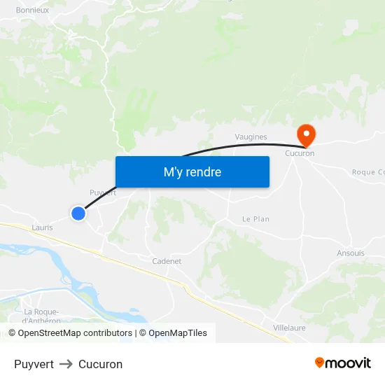 Puyvert to Cucuron map