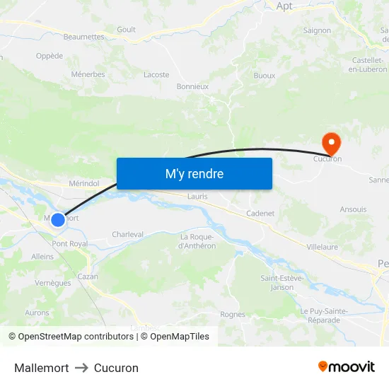 Mallemort to Cucuron map