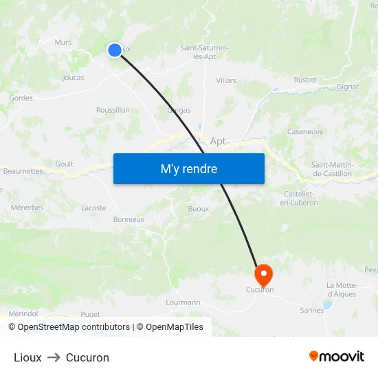 Lioux to Cucuron map