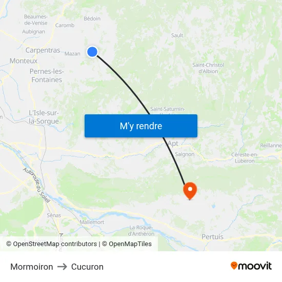 Mormoiron to Cucuron map
