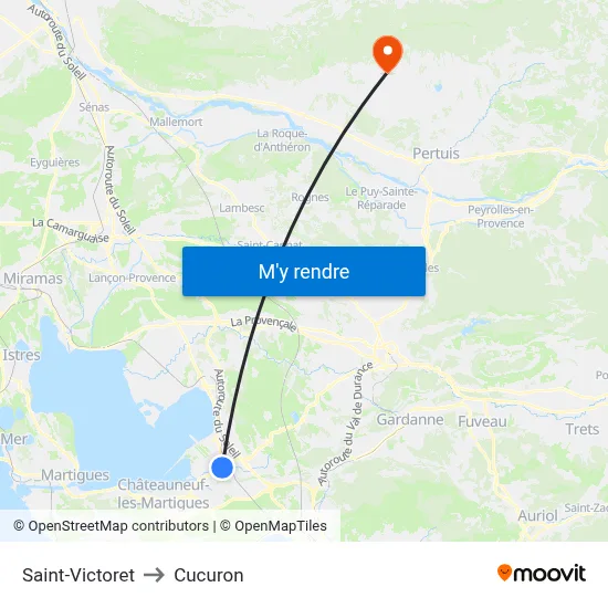 Saint-Victoret to Cucuron map