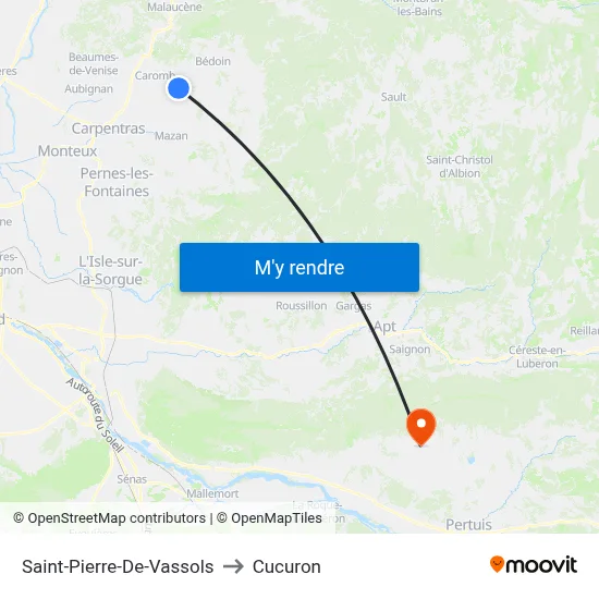 Saint-Pierre-De-Vassols to Cucuron map