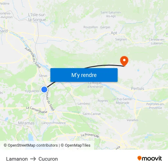 Lamanon to Cucuron map