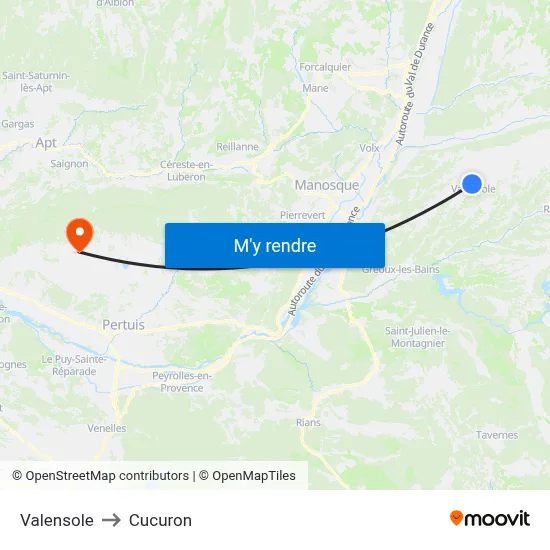 Valensole to Cucuron map