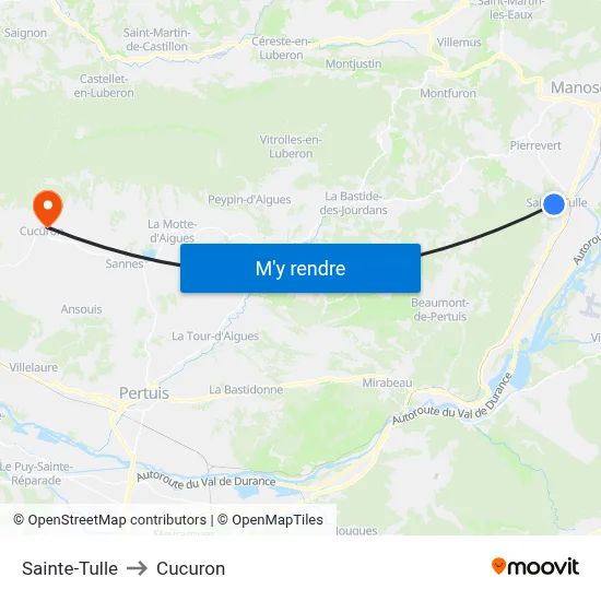 Sainte-Tulle to Cucuron map