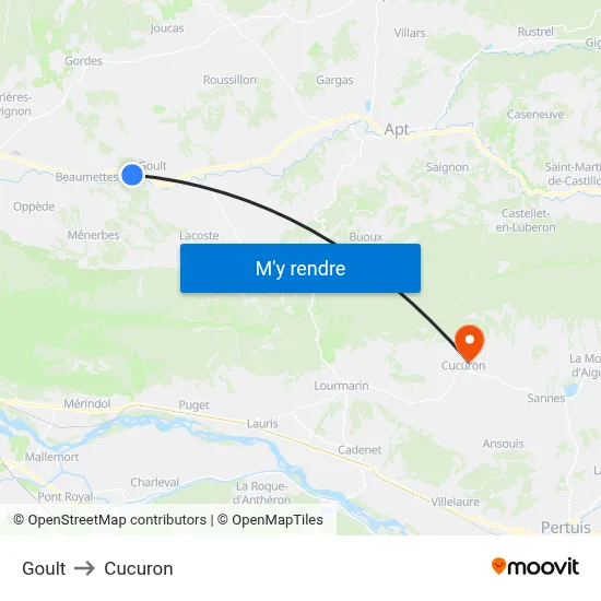 Goult to Cucuron map