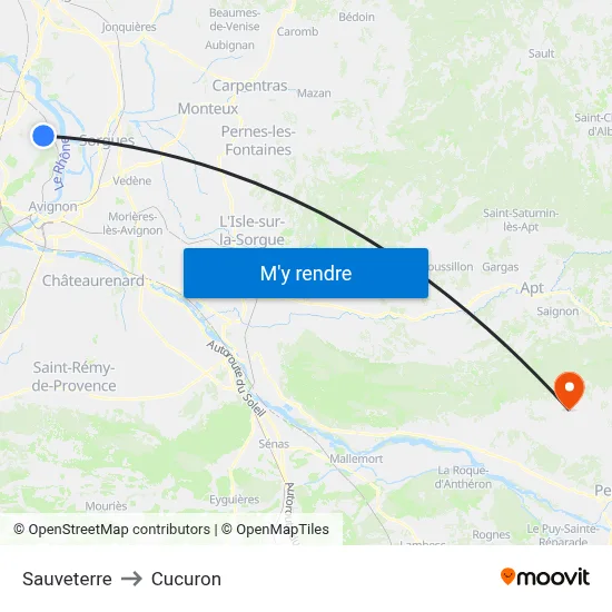 Sauveterre to Cucuron map