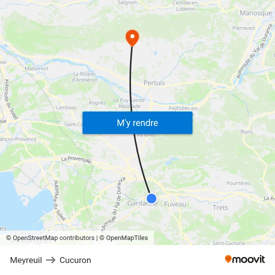 Meyreuil to Cucuron map