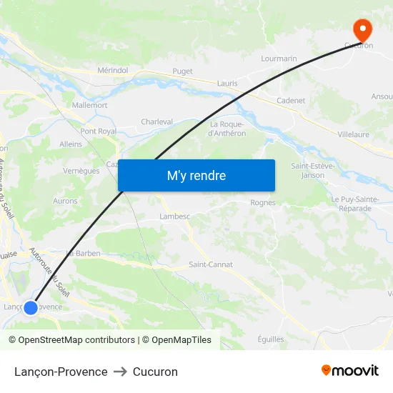 Lançon-Provence to Cucuron map