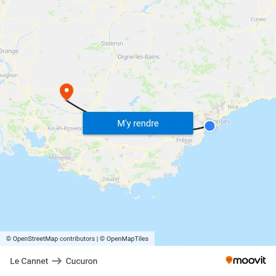 Le Cannet to Cucuron map