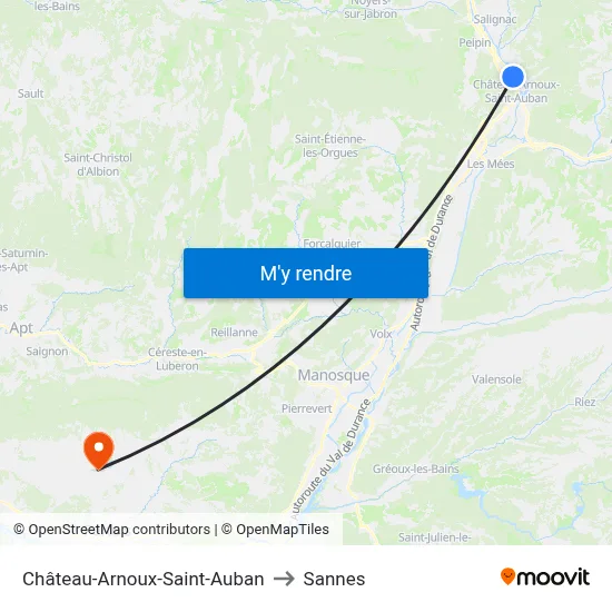 Château-Arnoux-Saint-Auban to Sannes map