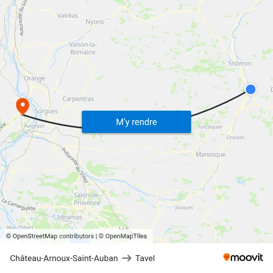 Château-Arnoux-Saint-Auban to Tavel map