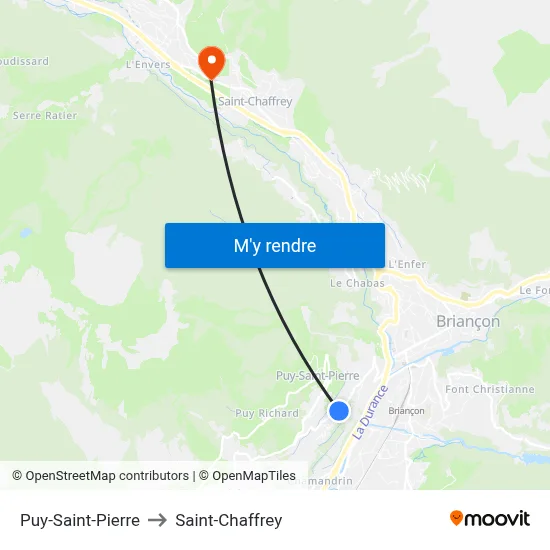 Puy-Saint-Pierre to Saint-Chaffrey map