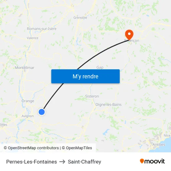 Pernes-Les-Fontaines to Saint-Chaffrey map