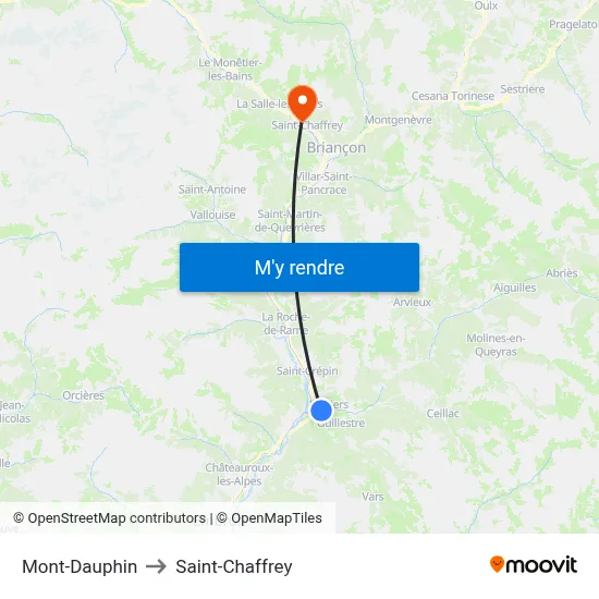 Mont-Dauphin to Saint-Chaffrey map