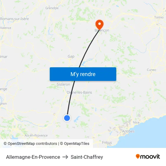 Allemagne-En-Provence to Saint-Chaffrey map