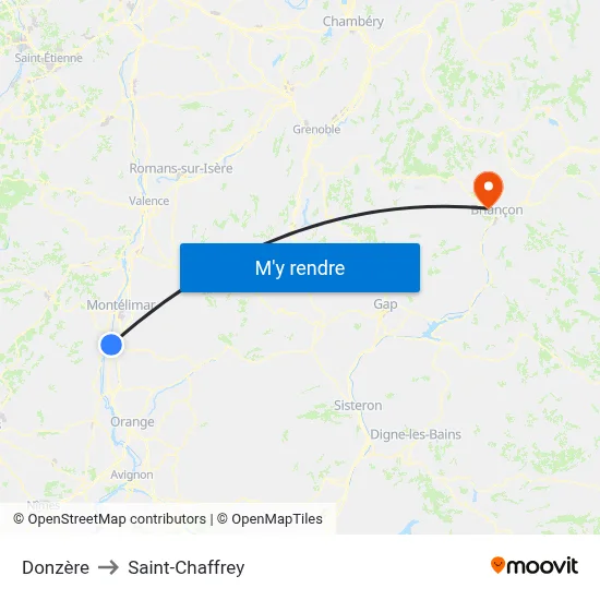 Donzère to Saint-Chaffrey map