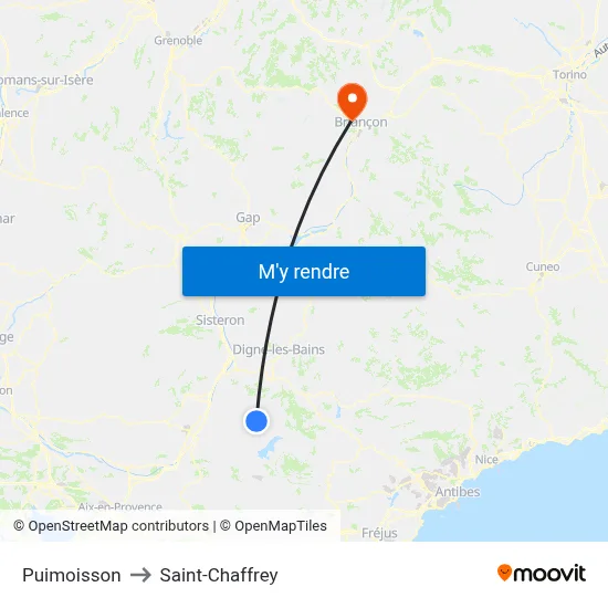 Puimoisson to Saint-Chaffrey map