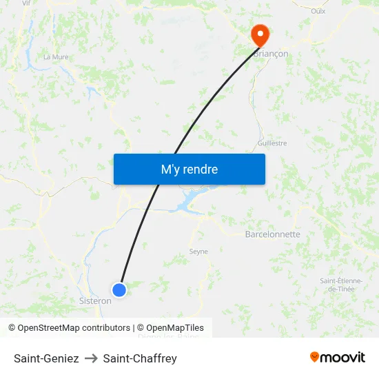 Saint-Geniez to Saint-Chaffrey map