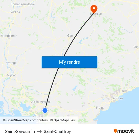 Saint-Savournin to Saint-Chaffrey map