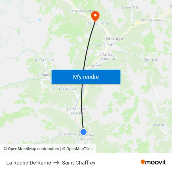 La Roche-De-Rame to Saint-Chaffrey map
