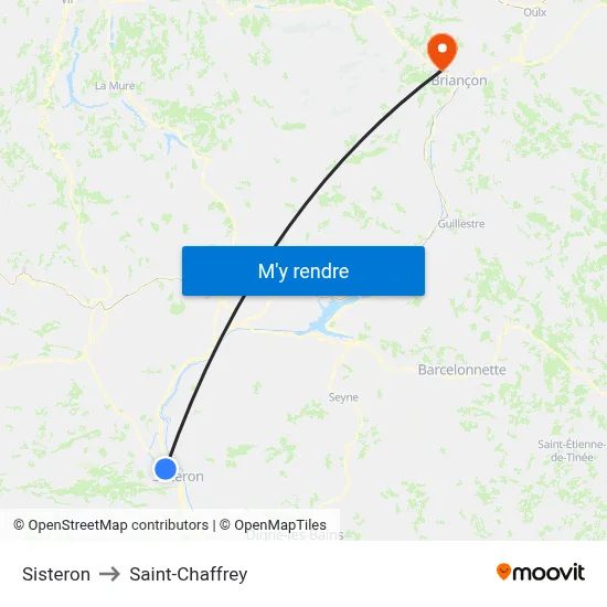 Sisteron to Saint-Chaffrey map
