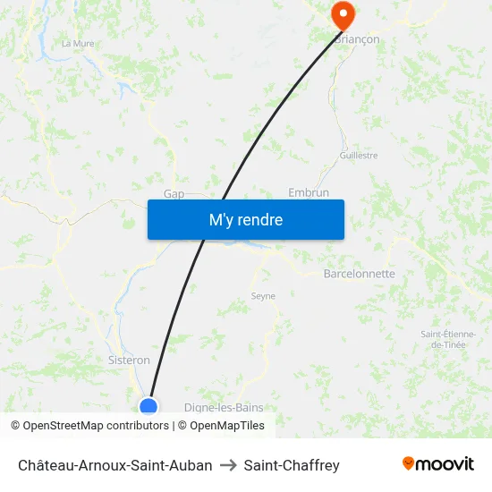 Château-Arnoux-Saint-Auban to Saint-Chaffrey map