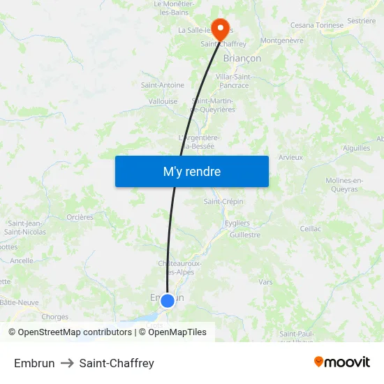 Embrun to Saint-Chaffrey map