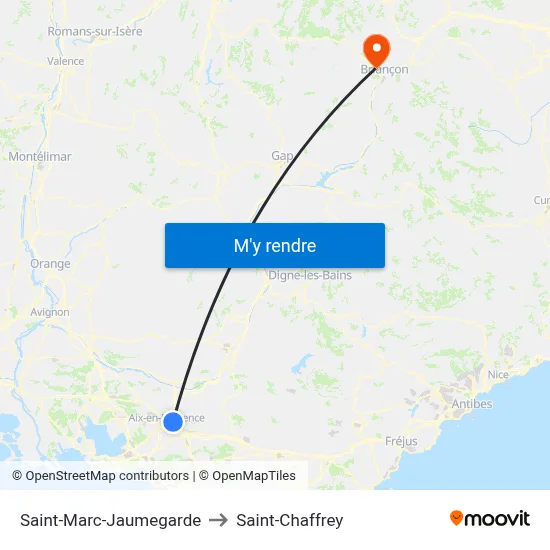 Saint-Marc-Jaumegarde to Saint-Chaffrey map