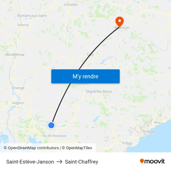 Saint-Estève-Janson to Saint-Chaffrey map
