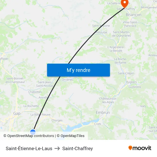 Saint-Étienne-Le-Laus to Saint-Chaffrey map