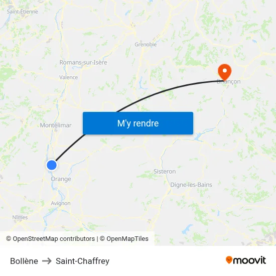 Bollène to Saint-Chaffrey map