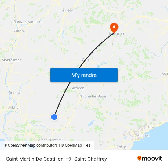 Saint-Martin-De-Castillon to Saint-Chaffrey map