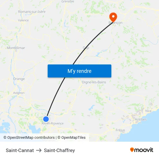 Saint-Cannat to Saint-Chaffrey map