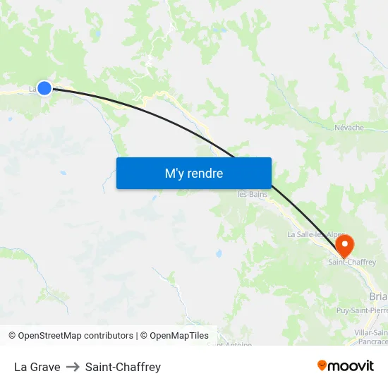 La Grave to Saint-Chaffrey map