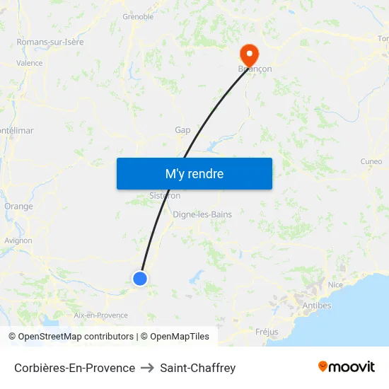 Corbières-En-Provence to Saint-Chaffrey map