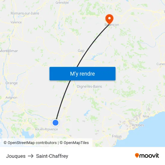 Jouques to Saint-Chaffrey map