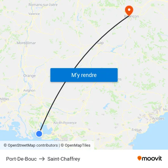 Port-De-Bouc to Saint-Chaffrey map